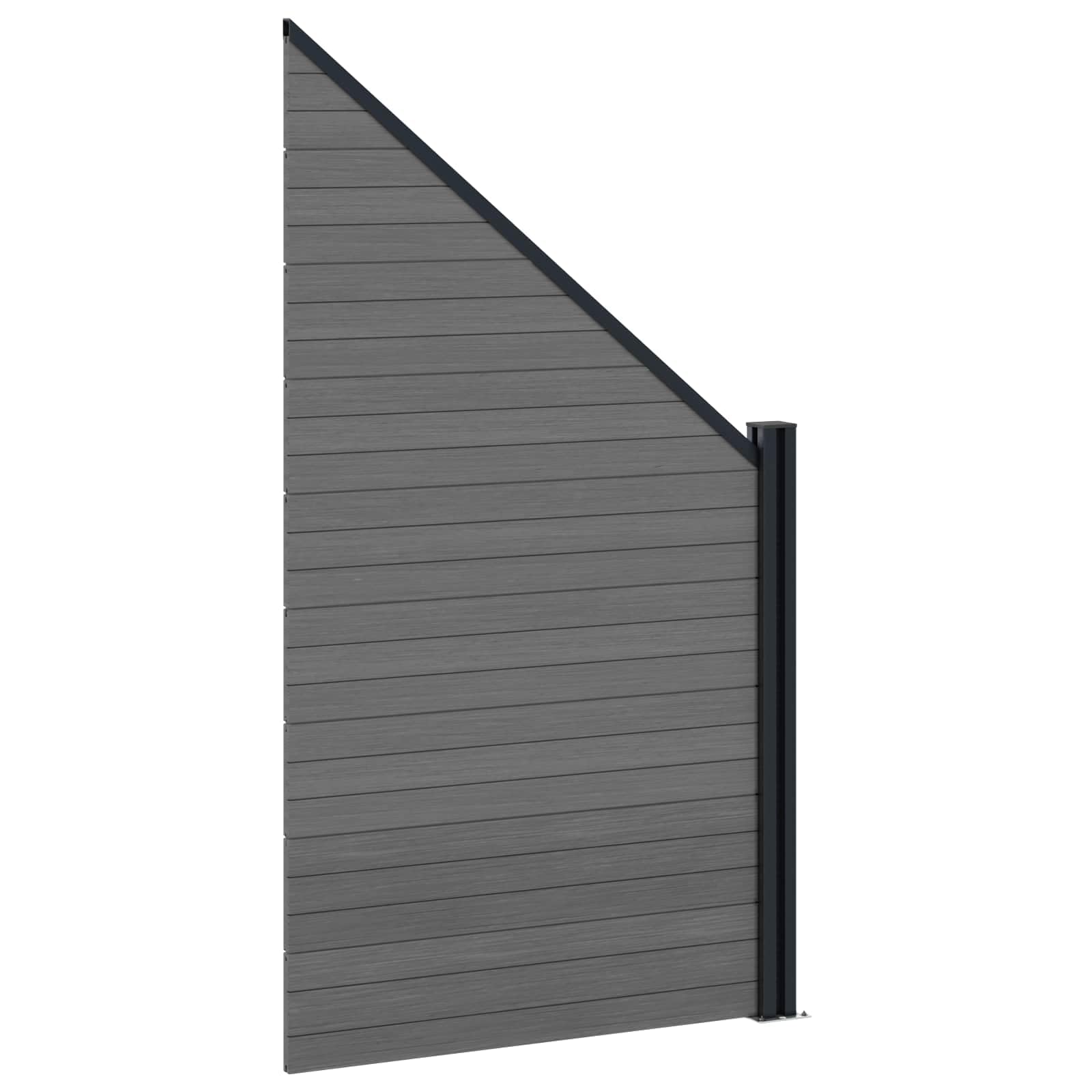 Zaunelement WPC und Aluminium Grau wetterbeständig 95x180 cm, Gartenzaun Sichtschutz Zaunfeld mit stabilem Metallpfosten, Trennwand für Terrasse Vorgarten und Balkon