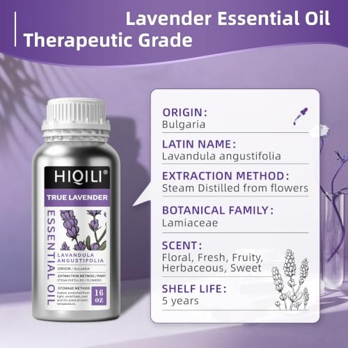 Image of HIQILI 16 fl oz Lavender Essential Oil Large Capacity, for Aromatherapy, DIY Candle & Soap Making, Skin Moisturizing. Suitable for Hotels, DIY Studios, Spas and Hair Salons
