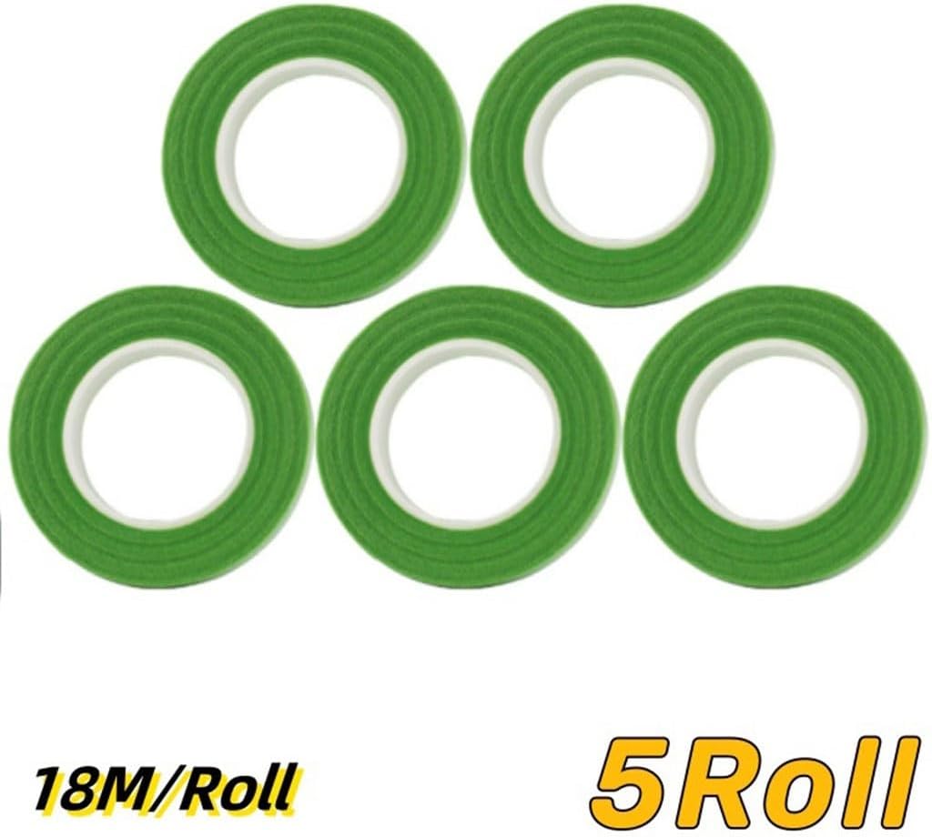 1-5Roll Self-Adhesive Bouquets Floral Stem Paper Tapes Stamen Wrapping Florist Tape Floriculture Tape DIY Florist Green Tapes(Coffee Color 5pcs)
