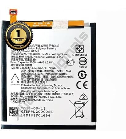 Image of HE345 Battery for Nokia 6 2nd Generation 2018 / TA-1016 / TA-1045 / TA-1068 [3000mAh] Battery with 1 Year Warranty**** (V269)