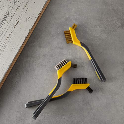 Amazon Basics Soft Grip Assorted Mini Brush Set, 1 Nylon, 1 Brass, 1 Stainless #TOP6