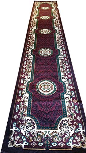 Kingdom Traditional Long Persian Runner Rug Burgundy Design D123 (32 Inchx15 Feet 6 Inch) #TOP13