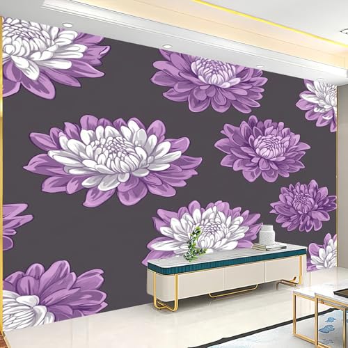 Papier peint panoramique violet imperméable déco murale fleurs 200x140 cm - 5