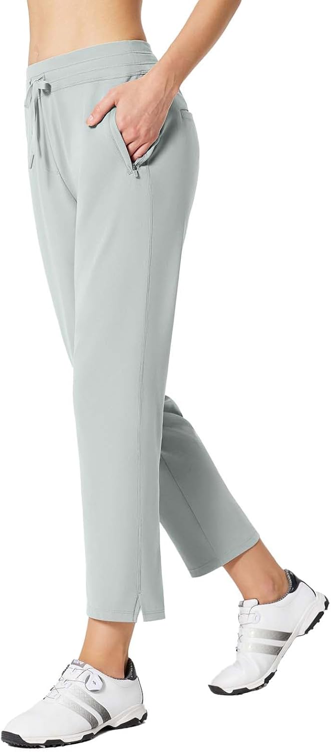 baleaf Women's Golf Pants with Pockets Petite Stretch Work Pant High Waisted Sweatpants for Travel Athletic
