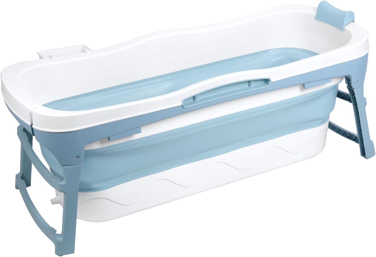 Collapsible Bathtub 58/56/50/46 Inch, Large Portable Bathtub, Freestanding Foldable Tub for Adults, Folding Tub for Shower, Hot Bath,without lid, Ice Bath B-blue-140cm