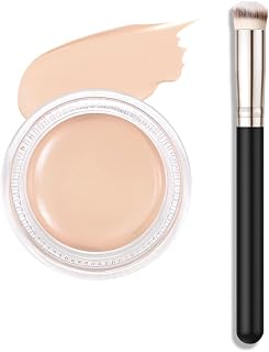 Pot Concealer Full Coverage Set, Under Eye Brightener Color Correcting Concealer for Dark Circles, Waterproof Foundation Face Makeup Brush Kit, Eye Ring Corrector de ojeras, 04 Light