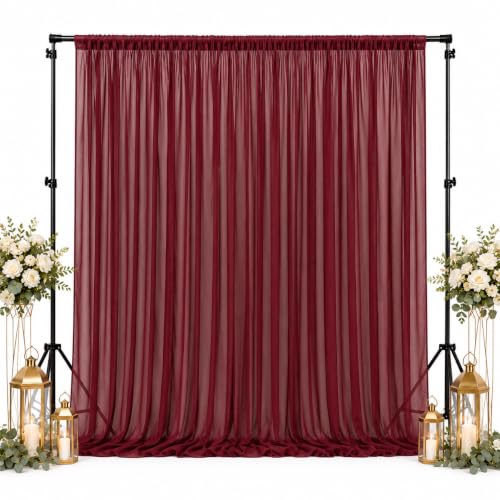 AK TRADING CO. 120" Wide (10Ft Wide) IFR Sheer Voile Drape Panels for Backdrop, Wedding Events, Ceiling Drapes, Event Masking, & Decor - Select from 6ft to 50ft Length. (10 feet x 18 feet, Burgundy)