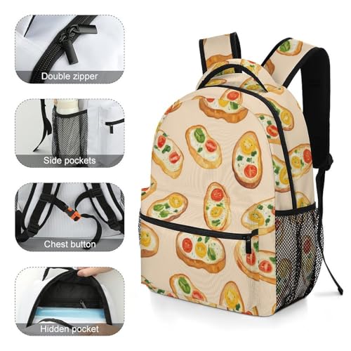 Crostini Pattern Funny Backpack Casual Daypack Lightweight Shoulders Bag for Men Women Cute Print4