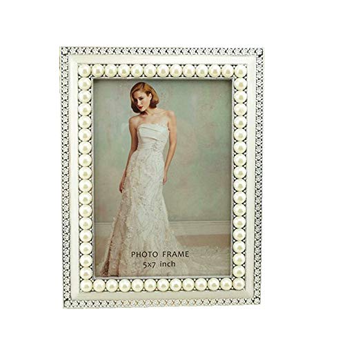Gracesdawn 5X7 Inch Frame Purely Handmade Inlay White From Oysters And Freshwater Mussels Bead Electroplating Bright Silver Zinc Alloy Picture Frame #TOP13