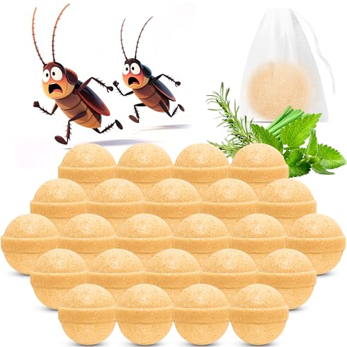 YJOO Roach Repellent Balls – 24 Pack Yellow Cockroach Repellent, Natural Pest Control for Home, Kitchen, Basement – Long-Lasting Roach Deterrent Indoor Use