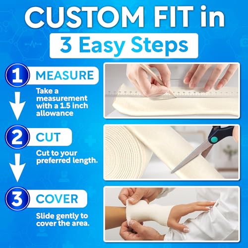 Image of Tubular Bandage, 2.75 inch x 25 yds / 75 ft,Stockinette Tubing for Ankles and Knees, Tubi Grip Size C Reusable Elastic Bandage Sleeve, Compression Tubes for Knees and Upper Arm