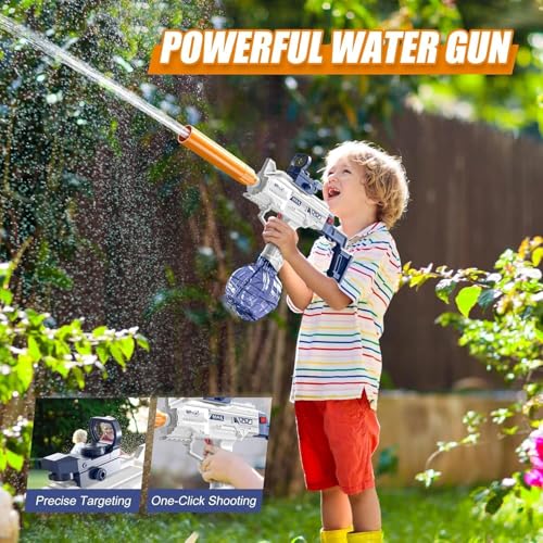 Image of Water Gun Toy with Automatic Water Absorption Function 25Ft Range | Self-Filling |High Pressure Mechanism Ideal Outdoor Toy for Pool & Beach Fun (Style 10)