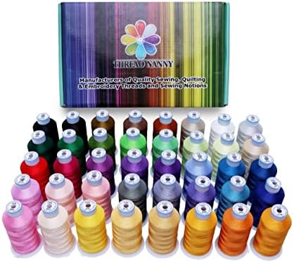 40 Colors Polyester Embroidery Machine Thread Kit for Brother Babylock Janome Singer Pfaff Husqvarna Bernina Embroidery and Sewing Machines 40 wt 500M (550Yards)