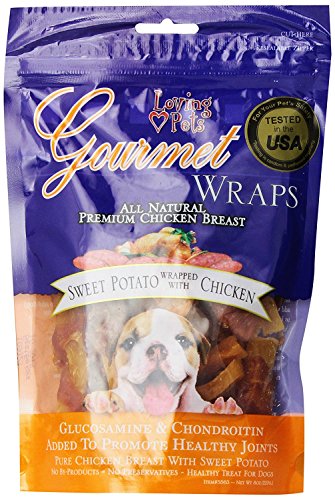 Loving Pets Gourmet All Natural Premium Sweet Potato and Chicken Wraps with Glucosamine and Chondroitin, Dog Treats, 8oz