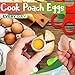 Egg Cooker for Hard Boiled Eggs (Set of 6) – Silicone Hard Boiled Egg Mold in 10–15 min, Boiling Pods Set for No Shell Poached Cooking with Stand, Brush & Spoon – Non-Stick Silicone, Not for Microwave
