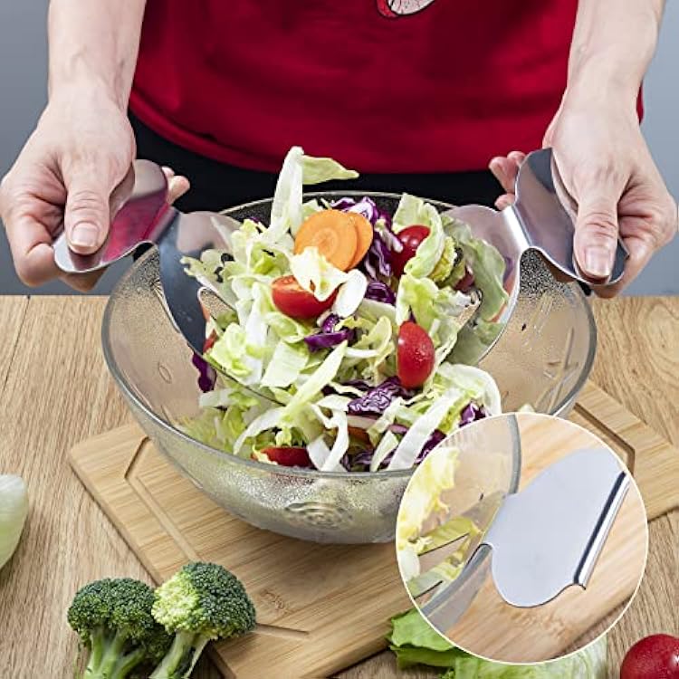 2Pcs Stainless Steel Salad Hands, Professional Business Salad Server, Light and Durable, Not Afraid of High Temperature, Easy to Clean,Dishwasher Safety