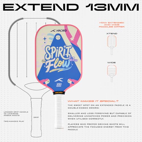 Image of Hundred Spirit X Flow - Pickleball Paddle | 13mm Core | Wide Body Power Paddle | Enhanced Sweet Spot | Ideal for Beginners & Intermediate Players | Free Paddle Bag