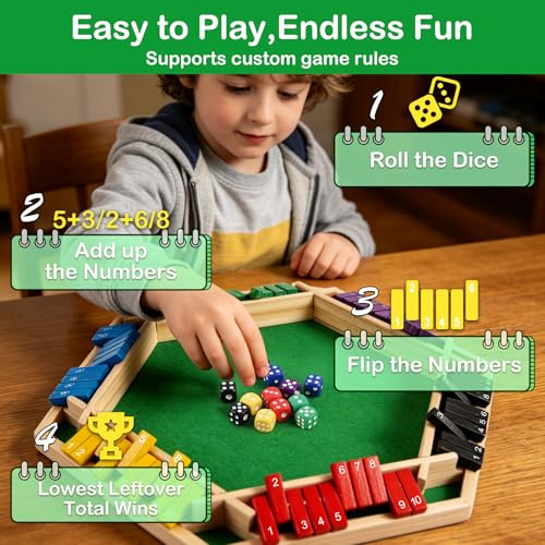 Shut The Box Juego de Mesa Educativo de Madera miniatura 4