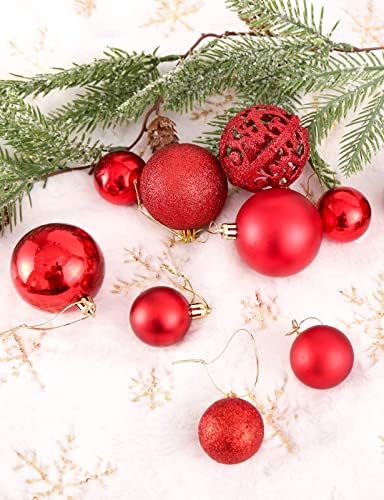 Aitsite Christmas Baubles, 24 Pcs Xmas Baubles Christmas Decorations 6cm Hanging Christmas Balls Shatterproof Christmas Ornaments for Christmas Tree Home Festival Decoration(Red)