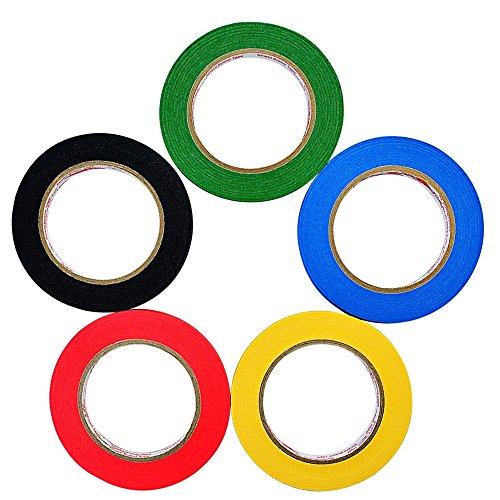 10 Pieces 5 mm Width Graphic Chart Tape, Nydotd Colored Whiteboard Grid Marking Tapes Self Adhesive Artist Tape Dry Erase Gridding Tape for Decor Craft Office Marking, 5 Colors