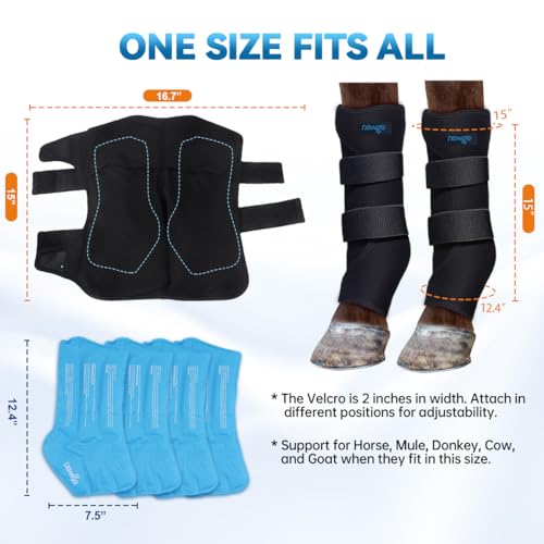 image for NEWGO Horse Ice Pack Reusable Horse Leg Wrap for Injury, Cooling Horse
