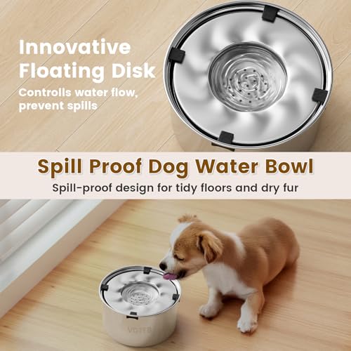 VDTEB Dog Water Bowl 1.5Gal/5.6L Stainless Steel No Spill Water Bowl for Dogs Spill Proof Slow Drinking Dog Water Feeder with Anti-Slip for Medium Large Messy Drinkers by VDTEB - Image 3