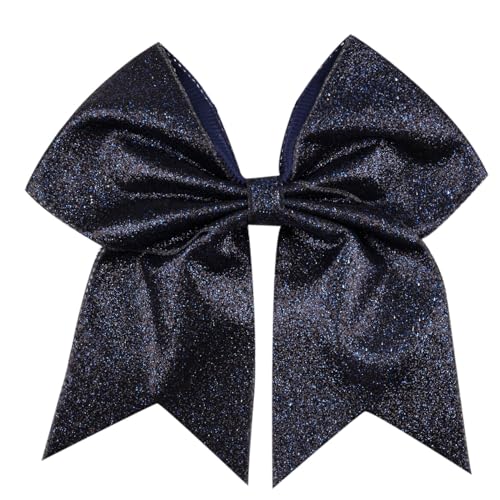 7" Large Glitter Cheer Hair Bows Clip for Girls and woman- Navy Blue