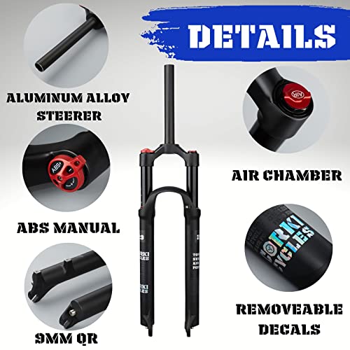 Corki Cycles Mountain Bike Air Suspension Fork Manual Control 29 Travel 120Mm- Straight Tube-Qr 9Mm- Straight Mtb Front Forks #TOP2