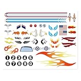 OCQOTAT 3 Pcs Derby Car Sticker Set-Racing Numbers, Flags, Lights, Stripes & Flame...