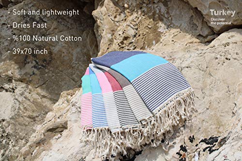 Turkish Beach Towel Peshtemal Blanket - %100 Cotton Pestemal Towel For Bath, Gym, Pool, Spa And Sauna, Set Of 6 #TOP2