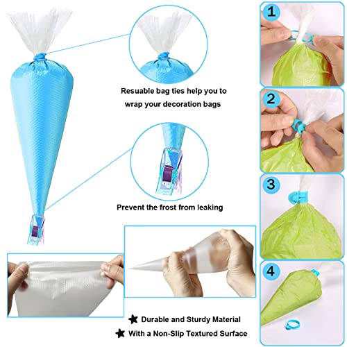 Piping Bags and Tips Set - 100 12Inch Disposable Pastry Piping Bags for Royal Icing with 7 Frosting Tips, 10 Icing Bags Ties, 2 Scriber Needle - Tipless Piping Bags Kit for Cookies & Cake Decorating