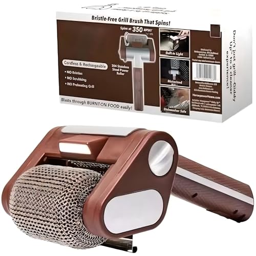 Capacidad de Parrilla de Acero Inoxidable de Acero Eléctrico Sin Cerdas Sin Cerdas, Limpiador Recargable de Acero Inoxidable, Cepillador de Barbacoa Recargable, Rodillo Inoxidable de 350 RPM para