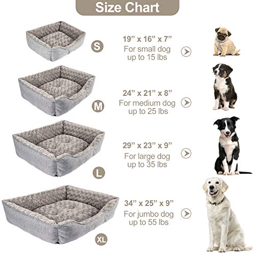 FURTIME Durable Dog Bed for Large Medium Small Dogs Soft Washable Pet Bed Breathable Rectangle Sleeping Bed Anti-Slip Bottom (34\" x 25\" x 9\", Grey) - Thumbnail 4