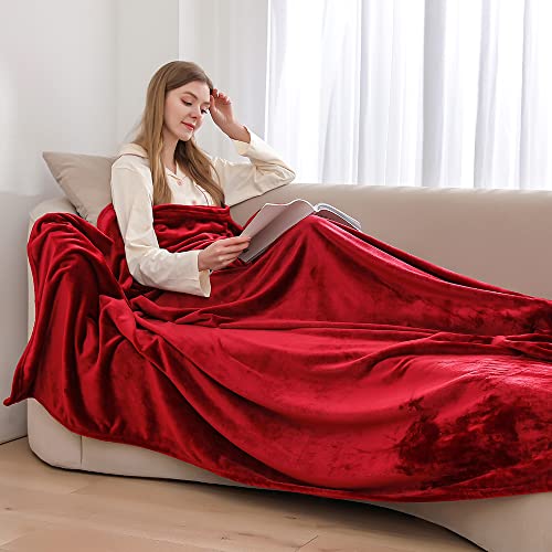 ml MassAri Limited Fleece Blanket Sofa Bed Throw 150x200 Burgundy Double Size Luxurious Cosy Winter Warm Faux Fur Reversible (Burgundy/Maroon, Double)