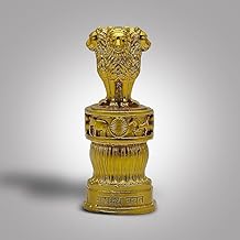 Power Shield Enterprises Ashoka Pillar Stambh Sculpture for Car Dashboard Idols- 5 INCH, Antique Golden Colour,Paper Weight for Office Desk - 5 2 Inches