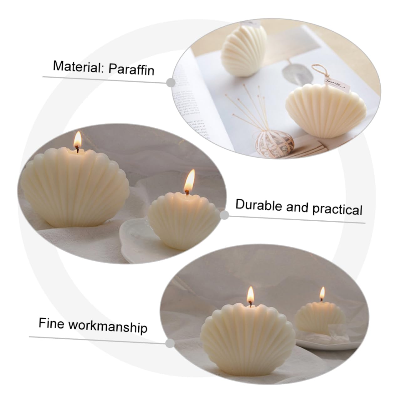 3 Stück Muschel Aromatherapie Ornamente Duftkerze Mit Muscheln Kerzen Muschel Conch Aromatherapie Kerze Einzeldocht Aromatherapie Kerze Wachs Aromatherapie Muschelkerzen