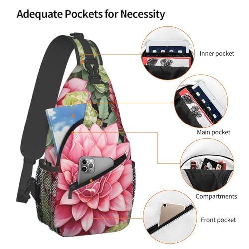Bolso bandolera unisex con diseño de planta de loto ligero miniatura 4