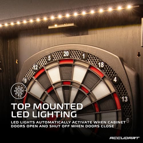 Accudart NOVA Electronic Dartboard with Cabinet – 35 Games, 580 Variations, Dual LED Scoring, Auto LED Cabinet Lighting, Virtual Opponent, AC/Battery Power – Includes Soft Tip Darts by Accudart - Image 5
