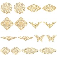 SUNNYCLUE 1 Scatola 24 Pezzi 6 Stili Connettore Fiore Fascino Ottone Foglia Ciondoli di Collegamento Hollow Piatto Rotondo Foglie Collegamenti Connettori per Gioielli Fai da Te Creazione