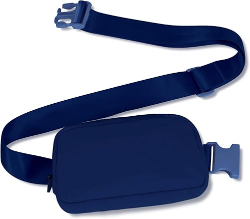 INTINI Cangurera pequeña para mujeres y hombres, mini bolsa cruzada para la cintura, correa ajustable, S - Azul, Riñonera