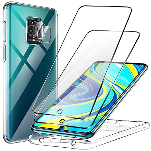 KKM Cover Compatibile con Xiaomi Redmi Note 9S e Redmi Note 9 PRO, Custodia Trasparente Silicone TPU, Soft Anti-Graffio Case con 2 Pellicola Protettiva in Vetro Temperato e 2 Protezione Fotocamera