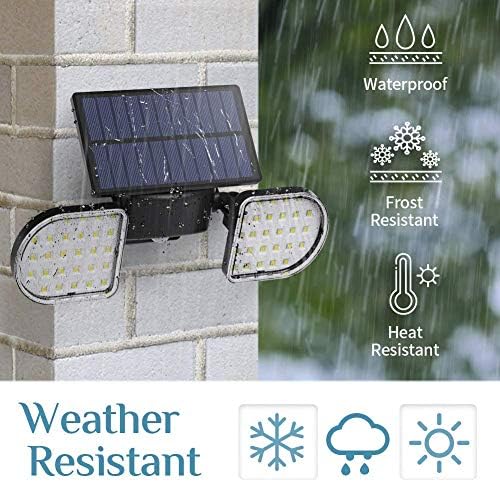 OUSFOT Solar Lights Outdoor 56 LED Solar Security Light Motion Sensor IP65 Waterproof Double Heads 360° Adjustable Wall Light for Yard Garden Fence Front Door Garage (2 Pack)