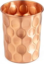 Bodhi Copper Cups Set of 2 | Ayurveda Drinking Cups Made of Pure Copper | Drinking Cup with 250 ml Volume | Water Cup with Design Finishing | Durable Metal Cups | Diamond Pattern (Hammered)