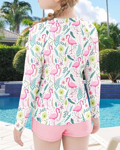 WOWENY Girls Rash Guard Swimsuit 2 Piece Long Sleeve Bathing Suits UPF 50+ Swimwear Rashguard Set for 6-14 Years3
