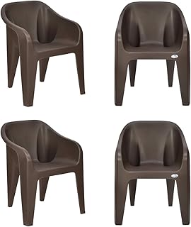 Nilkamal Plastic Chair for Living Room with Arm | Set of 4 | 3 Year Warranty | for Home, Living Room, Outdoor | Season Rus Price In India