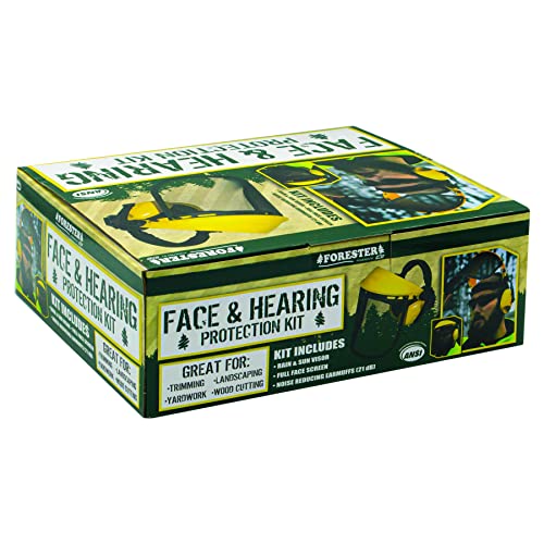 FORESTER Face Protection Equipment Kit - Visor Face Shield Ear Muffs Personal Protective Equipment Safety Gear Landscaping Tools Masks for Construction Workers Yard Work Accessories - Black and Yellow