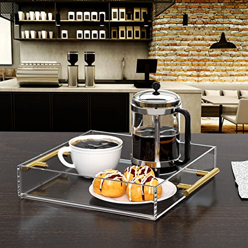 Niubee NBAU-20231213 Clear Serving Tray 12X12 Inches -Spill Proof- Acrylic Decorative Tray Organiser thumb #1