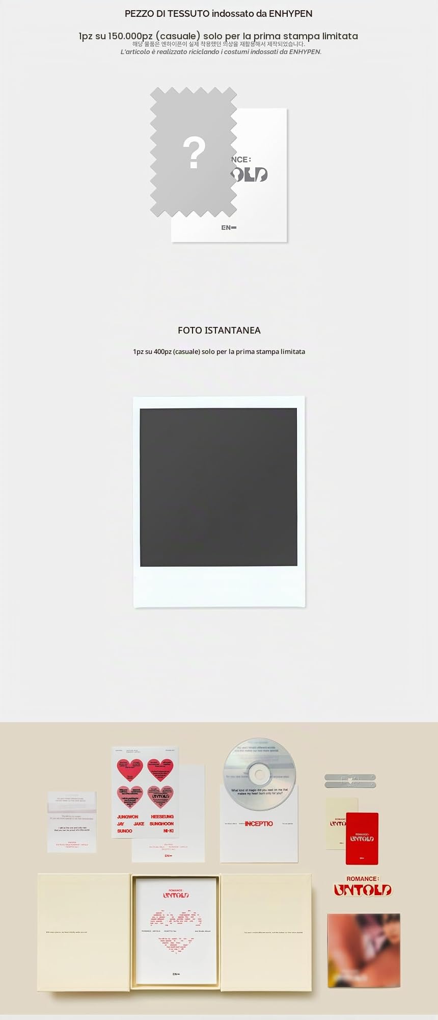 ENHYPEN ROMANCE: UNTOLD 2nd Full Album Standard 3 Ver Set (tramite DHL Express)