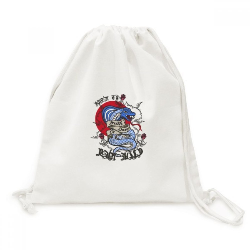 guchchi Animal Bite Snake Combination Pattern Backpack Canvas Drawstring Reusable Mesh Shopping Bag
