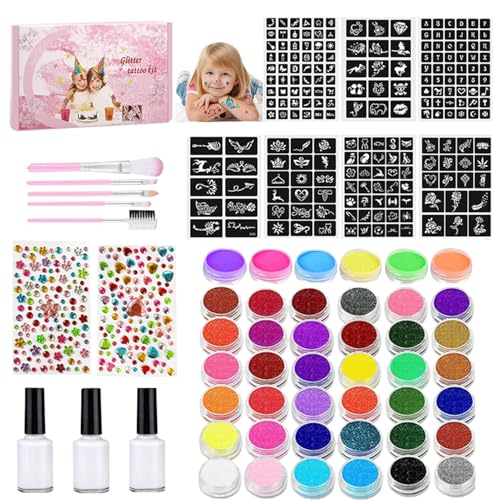 jamgeery Kit De Maquillaje Facial Para Niños, Pintura Facial al Agua Arcoíris, Maquillaje Artístico, Plantillas Y Pinceles Para Fiestas Infantiles, Carnaval, Halloween, Cumpleaños Y Eventos